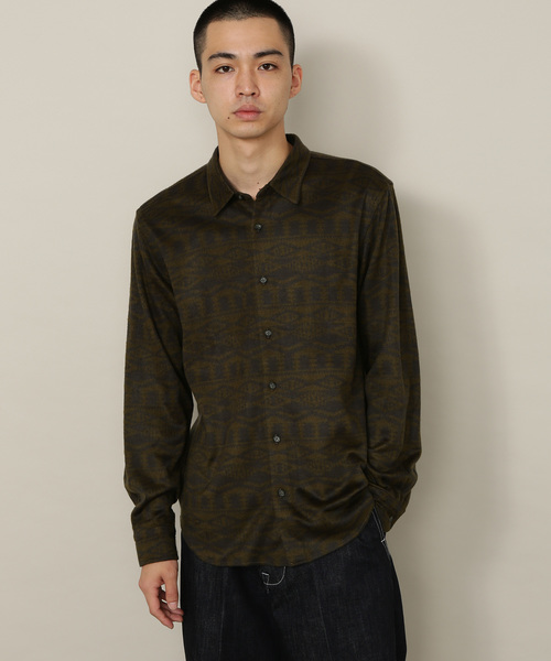 ADAM ET ROPE'(アダムエロペ)の「ジャガードシャギー起毛カットシャツ(シャツ/ブラウス・メンズ・スミクロ/チャコールグレー/ダークブラウン/ネイビー/グリーン系その他/ライトグレー/オレンジ/ブルー系その他2/パープル系その他2・M/L)」の5枚目の写真