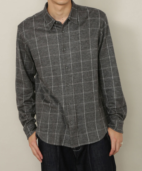 ADAM ET ROPE'(アダムエロペ)の「ジャガードシャギー起毛カットシャツ(シャツ/ブラウス・メンズ・スミクロ/チャコールグレー/ダークブラウン/ネイビー/グリーン系その他/ライトグレー/オレンジ/ブルー系その他2/パープル系その他2・M/L)」の2枚目の写真