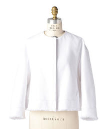 【2/26最終出品】Drawer ノーカラー ホワイトジャケット Drawer（ドゥロワー）の「Drawer コットンノーカラージャケット