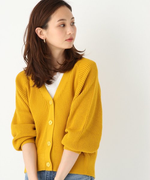GLOBAL WORK（グローバルワーク）の「ボリュームワッフルニットカーデ/822630（カーディガン/ボレロ・レディース・ホワイト/ベージュ/ネイビー/イエロー/グレー・MEDIUM/LARGE）」の5枚目の写真