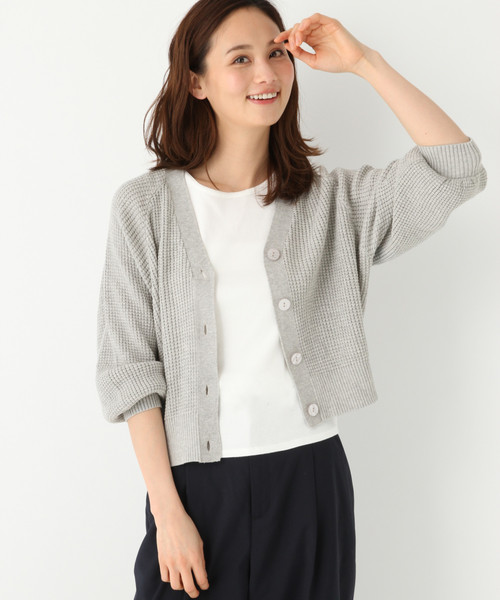 GLOBAL WORK（グローバルワーク）の「ボリュームワッフルニットカーデ/822630（カーディガン/ボレロ・レディース・ホワイト/ベージュ/ネイビー/イエロー/グレー・MEDIUM/LARGE）」の21枚目の写真