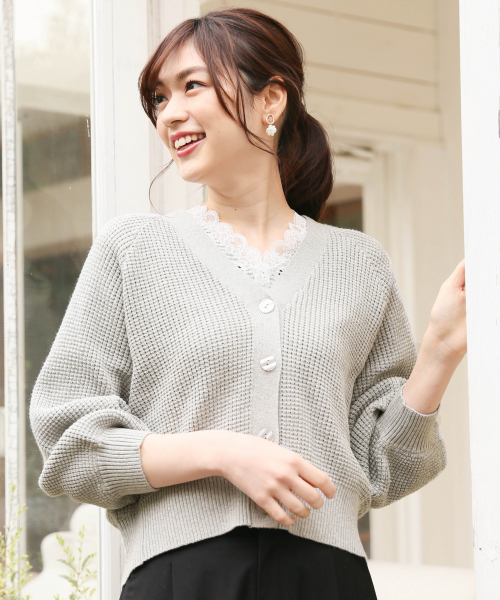 GLOBAL WORK（グローバルワーク）の「ボリュームワッフルニットカーデ/822630（カーディガン/ボレロ・レディース・ホワイト/ベージュ/ネイビー/イエロー/グレー・MEDIUM/LARGE）」の20枚目の写真