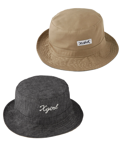 X-girl(エックスガール)の「BASIC REVERSIBLE HAT(ハット・レディース・ブラック/ベージュ/オリーブ・ONE SIZE)」の2枚目の写真