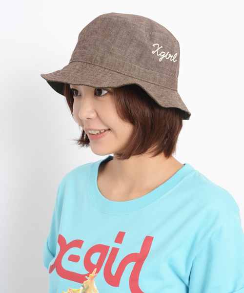 X-girl(エックスガール)の「BASIC REVERSIBLE HAT(ハット・レディース・ブラック/ベージュ/オリーブ・ONE SIZE)」の4枚目の写真