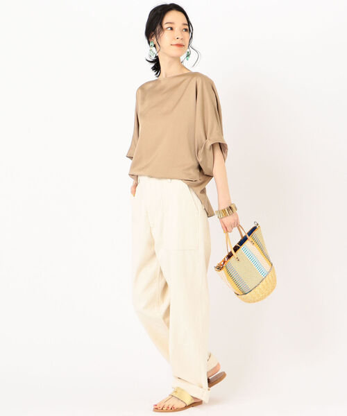 SHIPS（シップス）の「〈手洗い可能〉コットンサテンドルマンスリーブブラウス（シャツ/ブラウス・レディース・ライトホワイト/ベージュ系その他/ライトブラウン・ONE SIZE）」の16枚目の写真