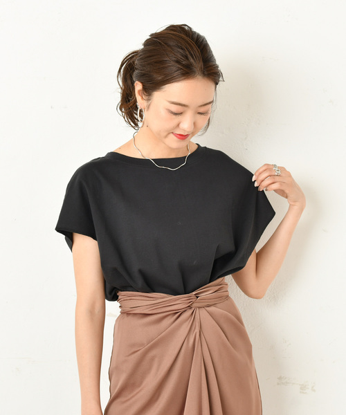 DouDou（ドゥドゥ）の「バックヘンリー半袖（Tシャツ/カットソー・レディース・オフホワイト/カーキ/ブラック系その他・FREE）」の3枚目の写真