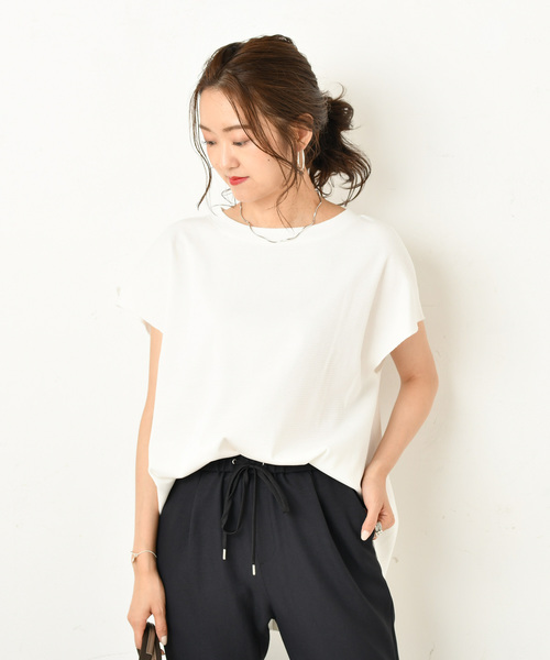 DouDou（ドゥドゥ）の「バックヘンリー半袖（Tシャツ/カットソー・レディース・オフホワイト/カーキ/ブラック系その他・FREE）」の10枚目の写真