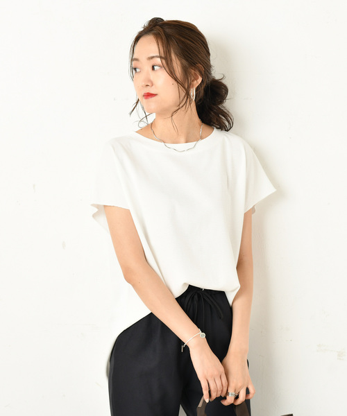 DouDou（ドゥドゥ）の「バックヘンリー半袖（Tシャツ/カットソー・レディース・オフホワイト/カーキ/ブラック系その他・FREE）」の12枚目の写真