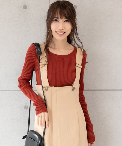Jewelobe(ジュエローブ)の「バックオープンリブニットトップス(ニット/セーター・レディース・ベージュ/ブラック/グリーン/オレンジ・FREE)」の1枚目の写真