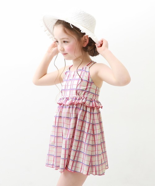 devirock（デビロック）の「キャミワンピース風水着（水着・キッズ・ホワイト/オレンジ系その他/レッド系その他/ブラック/レッド・130cm/110cm/100cm/150cm/120cm/160cm/140cm）」の4枚目の写真