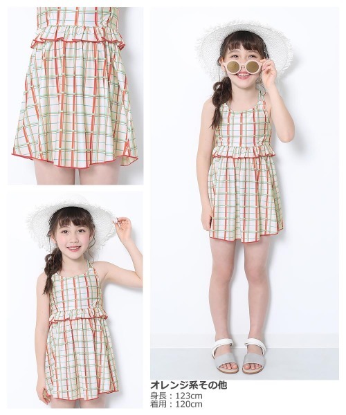 devirock（デビロック）の「キャミワンピース風水着（水着・キッズ・ホワイト/オレンジ系その他/レッド系その他/ブラック/レッド・130cm/110cm/100cm/150cm/120cm/160cm/140cm）」の10枚目の写真