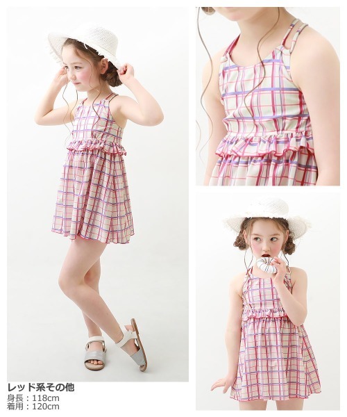 devirock（デビロック）の「キャミワンピース風水着（水着・キッズ・ホワイト/オレンジ系その他/レッド系その他/ブラック/レッド・130cm/110cm/100cm/150cm/120cm/160cm/140cm）」の9枚目の写真