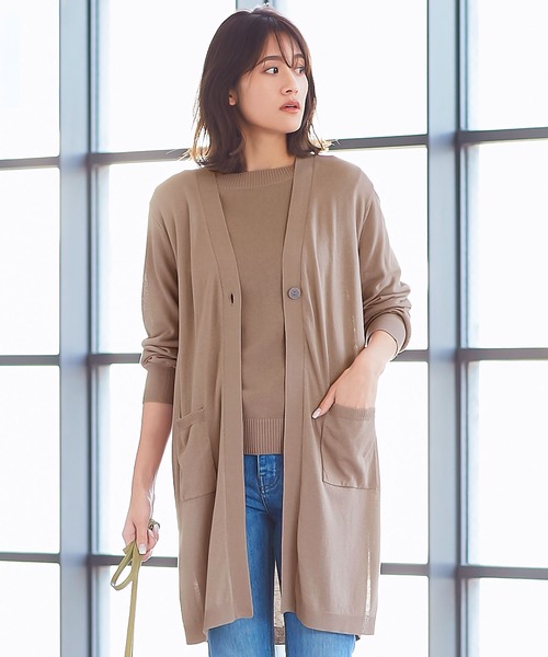 KOBE LETTUCE（コウベレタス）の「[バンブーコットン]ニットシアーカーディガン[C4523]（カーディガン/ボレロ・レディース・ホワイト系その他/グレイッシュベージュ/イエロー系その他/ライラック/ブラック/カーキ・FREE）」の4枚目の写真