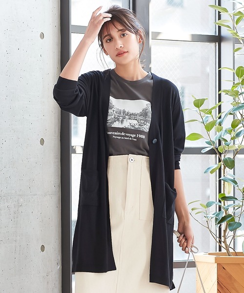 KOBE LETTUCE（コウベレタス）の「[バンブーコットン]ニットシアーカーディガン[C4523]（カーディガン/ボレロ・レディース・ホワイト系その他/グレイッシュベージュ/イエロー系その他/ライラック/ブラック/カーキ・FREE）」の3枚目の写真