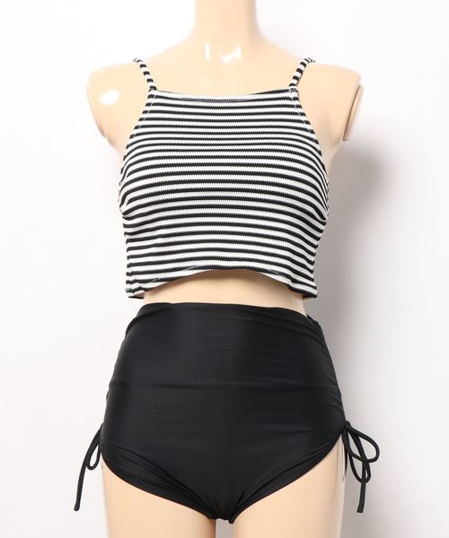 LEAD（リード）の「タンキニビキニ水着3点セット（水着・レディース・ブラック/カーキ・M）」の12枚目の写真