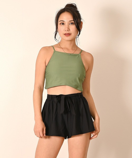 LEAD（リード）の「タンキニビキニ水着3点セット（水着・レディース・ブラック/カーキ・M）」の2枚目の写真