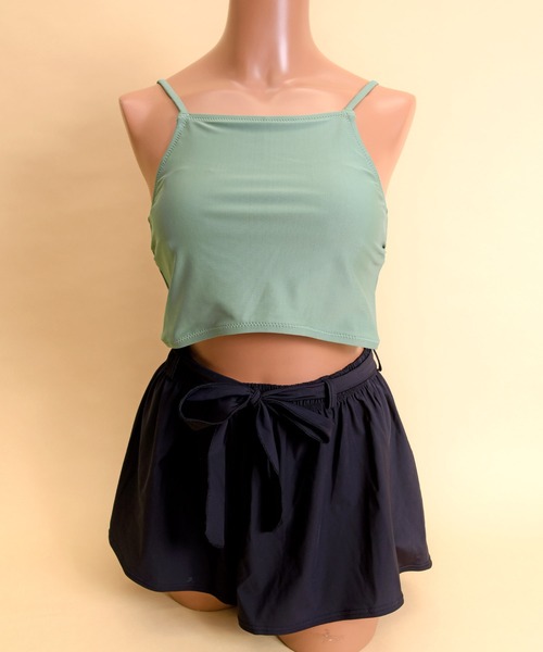 LEAD（リード）の「タンキニビキニ水着3点セット（水着・レディース・ブラック/カーキ・M）」の9枚目の写真