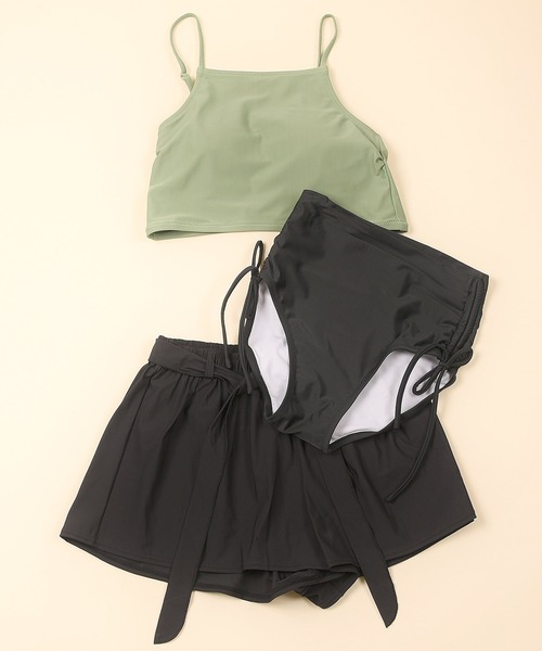 LEAD（リード）の「タンキニビキニ水着3点セット（水着・レディース・ブラック/カーキ・M）」の10枚目の写真