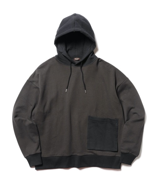 MR.OLIVE(ミスターオリーブ)の「コンビカラー スウェット / ビックシルエット パーカー(フーディー)(パーカー・メンズ・グレー/カーキ/チャコールグレー・SMALL/LARGE/MEDIUM)」の4枚目の写真