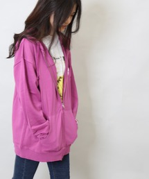 製品染めZIP UP パーカー / 長袖 / ジップアップ / スウェット / 無地 / シンプル / ユニセックス