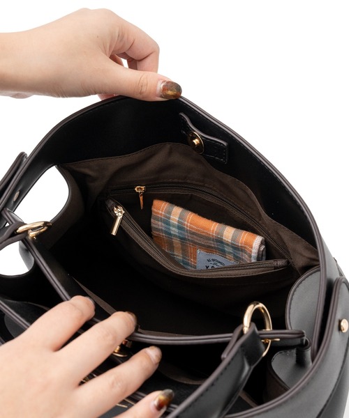 VitaFelice（ヴィータフェリーチェ）の「ワンハンドル2wayトートバッグ（トートバッグ・レディース・グレー/ブラウン/ブルー系その他/モカ/ブラック/キャメル/アイボリー・FREE）」の22枚目の写真