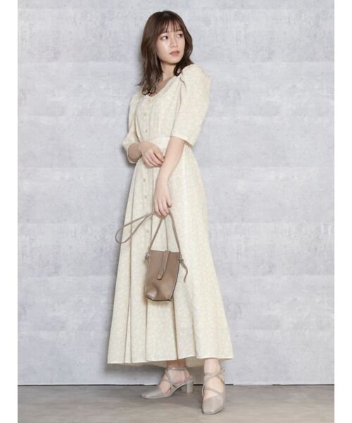 dazzlin ワンピース アイボリー S dazzlin オープンショルダーデニムステッチワンピース