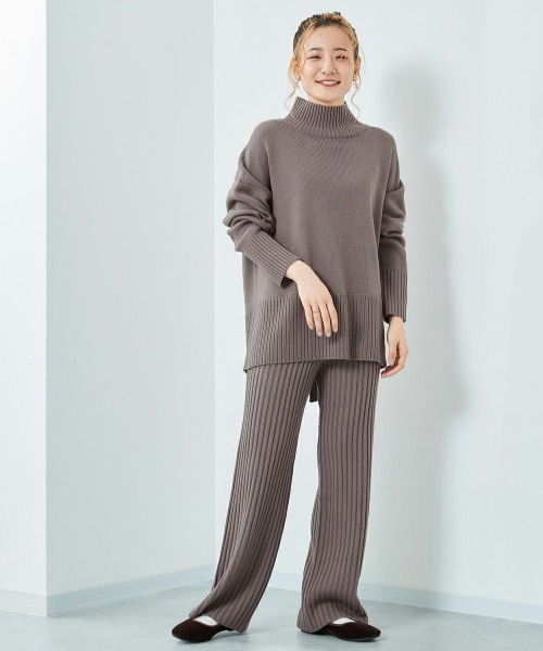 cepo(セポ)の「バックスリットタートルニット+ニットパンツセットアップ(その他パンツ・レディース・グレー/オフホワイト/ミント・M)」の3枚目の写真