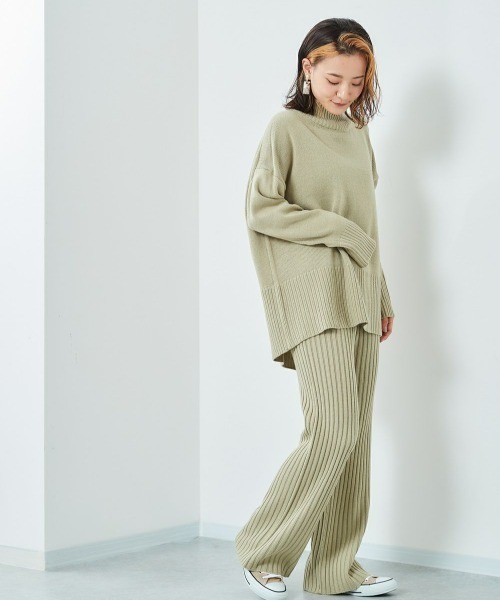cepo(セポ)の「バックスリットタートルニット+ニットパンツセットアップ(その他パンツ・レディース・グレー/オフホワイト/ミント・M)」の1枚目の写真