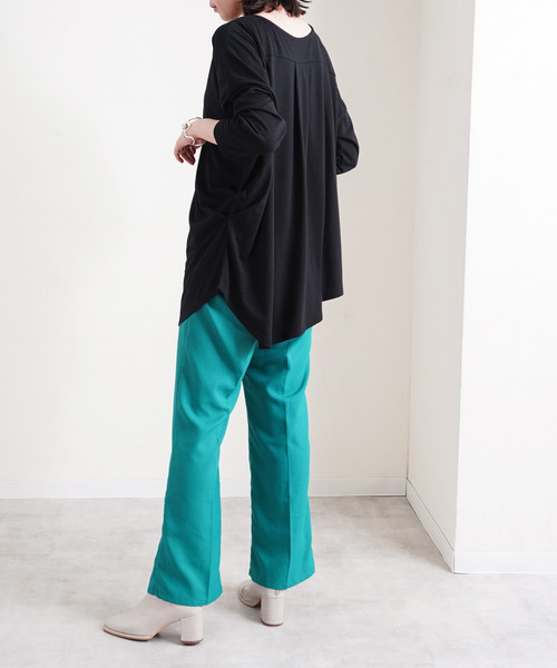 Fizz（フィズ）の「【Fizz/フィズ】　アシメヘム　サイドタック変形カットソー（Tシャツ/カットソー・レディース・ブラック/アイボリー/ラベンダー/グレイッシュベージュ・M）」の7枚目の写真