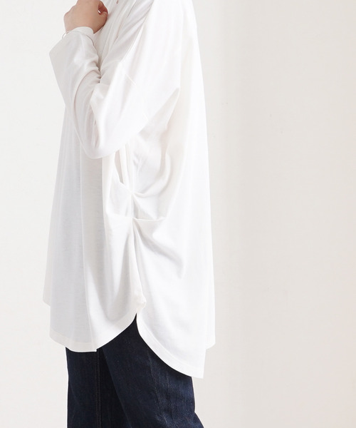 Fizz（フィズ）の「【Fizz/フィズ】　アシメヘム　サイドタック変形カットソー（Tシャツ/カットソー・レディース・ブラック/アイボリー/ラベンダー/グレイッシュベージュ・M）」の9枚目の写真