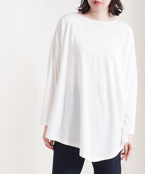 Fizz（フィズ）の「【Fizz/フィズ】　アシメヘム　サイドタック変形カットソー（Tシャツ/カットソー・レディース・ブラック/アイボリー/ラベンダー/グレイッシュベージュ・M）」の11枚目の写真