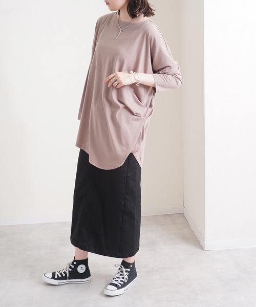 Fizz（フィズ）の「【Fizz/フィズ】　アシメヘム　サイドタック変形カットソー（Tシャツ/カットソー・レディース・ブラック/アイボリー/ラベンダー/グレイッシュベージュ・M）」の13枚目の写真