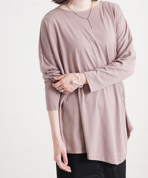 Fizz（フィズ）の「【Fizz/フィズ】　アシメヘム　サイドタック変形カットソー（Tシャツ/カットソー・レディース・ブラック/アイボリー/ラベンダー/グレイッシュベージュ・M）」の16枚目の写真