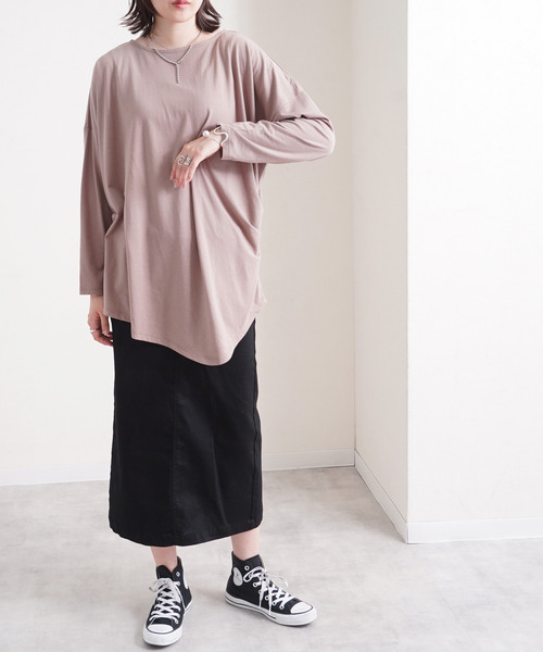 Fizz（フィズ）の「【Fizz/フィズ】　アシメヘム　サイドタック変形カットソー（Tシャツ/カットソー・レディース・ブラック/アイボリー/ラベンダー/グレイッシュベージュ・M）」の17枚目の写真