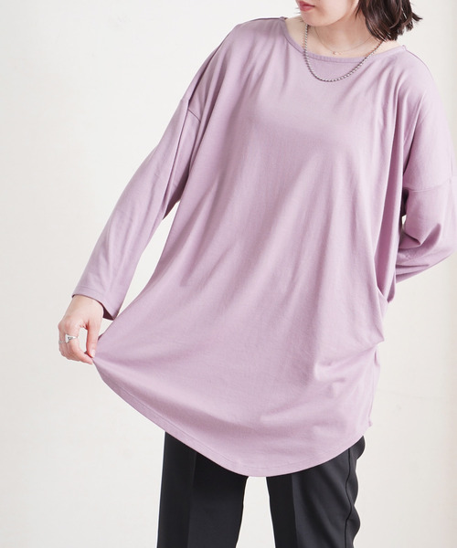 Fizz（フィズ）の「【Fizz/フィズ】　アシメヘム　サイドタック変形カットソー（Tシャツ/カットソー・レディース・ブラック/アイボリー/ラベンダー/グレイッシュベージュ・M）」の20枚目の写真