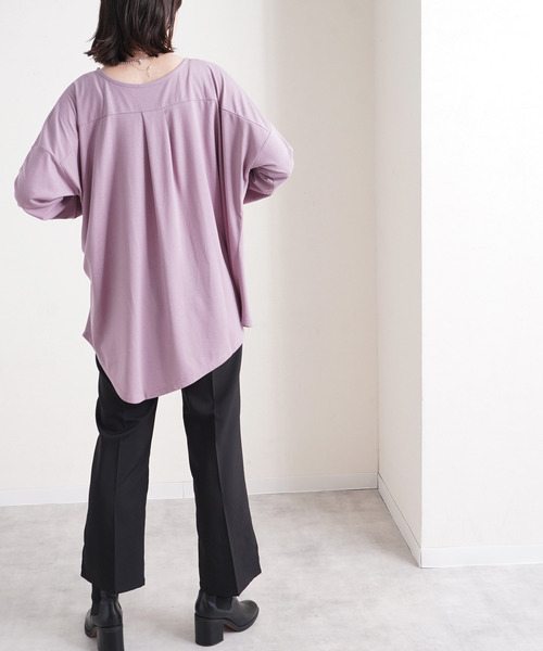 Fizz（フィズ）の「【Fizz/フィズ】　アシメヘム　サイドタック変形カットソー（Tシャツ/カットソー・レディース・ブラック/アイボリー/ラベンダー/グレイッシュベージュ・M）」の21枚目の写真