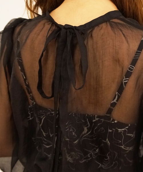 ROYAL PARTY（ロイヤルパーティー）の「フラワープリントレイヤードワンピース（ワンピース・レディース・ブラック×ホワイト/ブラック×ブラック・マルチサイズ）」の6枚目の写真