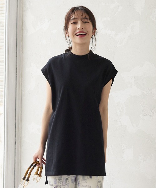 KOBE LETTUCE（コウベレタス）の「選べる2type USAコットンビッグシルエットTシャツ（Tシャツ/カットソー・レディース・ブラック系その他2/イエロー/ブラック系その他/オフホワイト/ブラック系その他3/モカ/イエロー系その他/ブラック/ブラウン系その他/ホワイト系その他・2/1）」の7枚目の写真