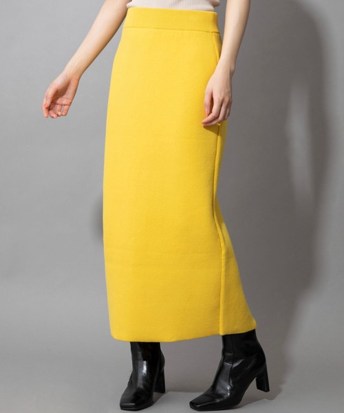 Munich(ミューニック)の「ダブルフェイスニット 2WAYタイトスカート(セットアップ可)(スカート・レディース・ネイビー/カーキ/イエロー/アイボリー・S/M)」の20枚目の写真