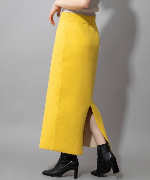 Munich(ミューニック)の「ダブルフェイスニット 2WAYタイトスカート(セットアップ可)(スカート・レディース・ネイビー/カーキ/イエロー/アイボリー・S/M)」の21枚目の写真
