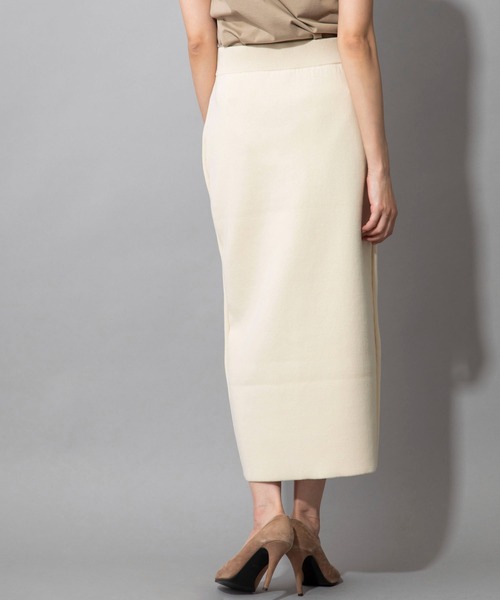 Munich(ミューニック)の「ダブルフェイスニット 2WAYタイトスカート(セットアップ可)(スカート・レディース・ネイビー/カーキ/イエロー/アイボリー・S/M)」の8枚目の写真
