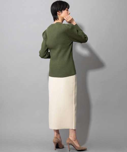 Munich(ミューニック)の「ダブルフェイスニット 2WAYタイトスカート(セットアップ可)(スカート・レディース・ネイビー/カーキ/イエロー/アイボリー・S/M)」の6枚目の写真