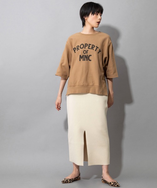 Munich(ミューニック)の「ダブルフェイスニット 2WAYタイトスカート(セットアップ可)(スカート・レディース・ネイビー/カーキ/イエロー/アイボリー・S/M)」の9枚目の写真