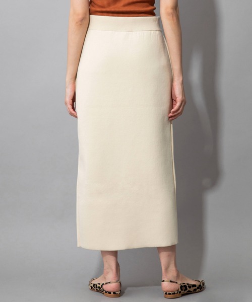 Munich(ミューニック)の「ダブルフェイスニット 2WAYタイトスカート(セットアップ可)(スカート・レディース・ネイビー/カーキ/イエロー/アイボリー・S/M)」の11枚目の写真