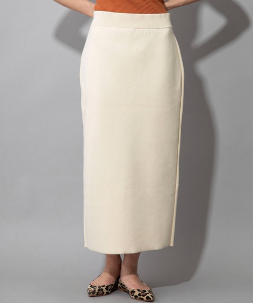 Munich(ミューニック)の「ダブルフェイスニット 2WAYタイトスカート(セットアップ可)(スカート・レディース・ネイビー/カーキ/イエロー/アイボリー・S/M)」の15枚目の写真