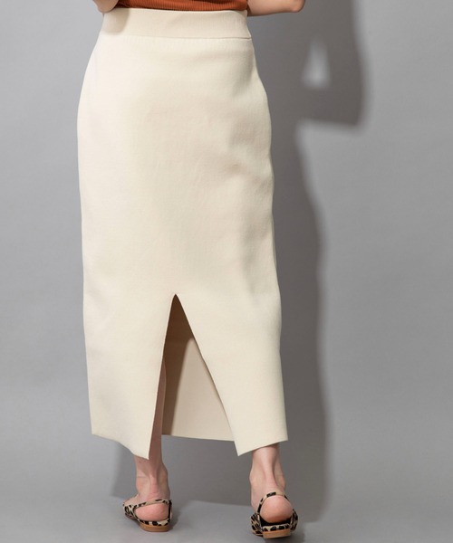 Munich(ミューニック)の「ダブルフェイスニット 2WAYタイトスカート(セットアップ可)(スカート・レディース・ネイビー/カーキ/イエロー/アイボリー・S/M)」の17枚目の写真