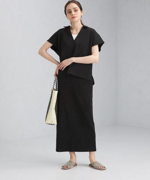 green label relaxing(グリーンレーベルリラクシング)の「SC フライス バックスリット タイト スカート / ボーダー(スカート・レディース・ブラック/ダークグレー/レッド・FREE)」の15枚目の写真