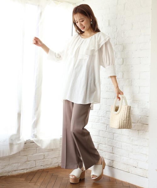 one after another NICE CLAUP（ワンアフターアナザーナイスクラップ）の「極限スラックスパンツ（スラックス・レディース・アイボリー/モカ/ミント/サックスブルー系/ブルーパープル・SMALL/MEDIUM）」の17枚目の写真