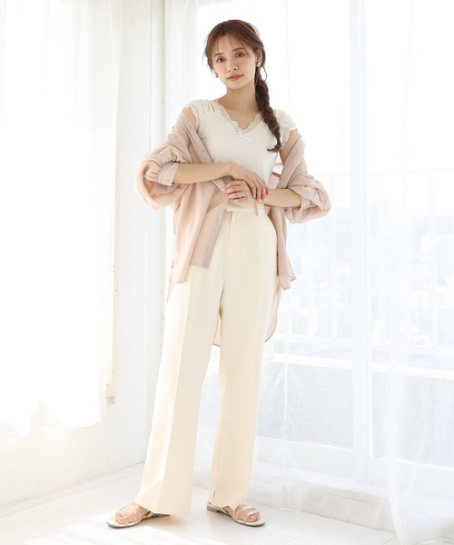 one after another NICE CLAUP（ワンアフターアナザーナイスクラップ）の「極限スラックスパンツ（スラックス・レディース・アイボリー/モカ/ミント/サックスブルー系/ブルーパープル・SMALL/MEDIUM）」の13枚目の写真