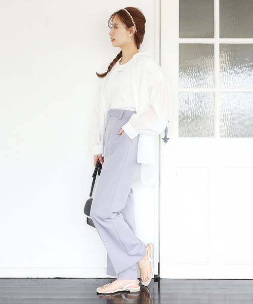 one after another NICE CLAUP（ワンアフターアナザーナイスクラップ）の「極限スラックスパンツ（スラックス・レディース・アイボリー/モカ/ミント/サックスブルー系/ブルーパープル・SMALL/MEDIUM）」の6枚目の写真